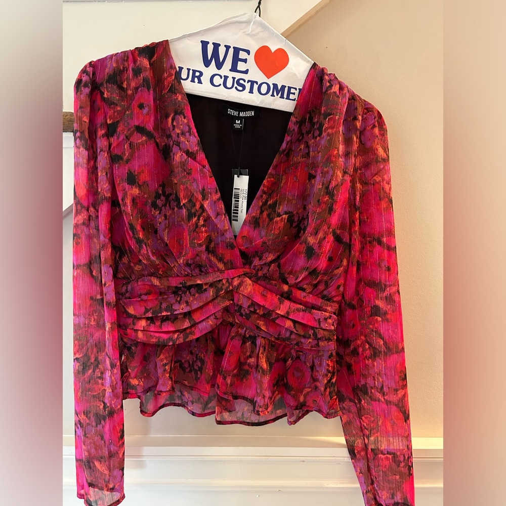 Steve Madden Sheer Peplum Top